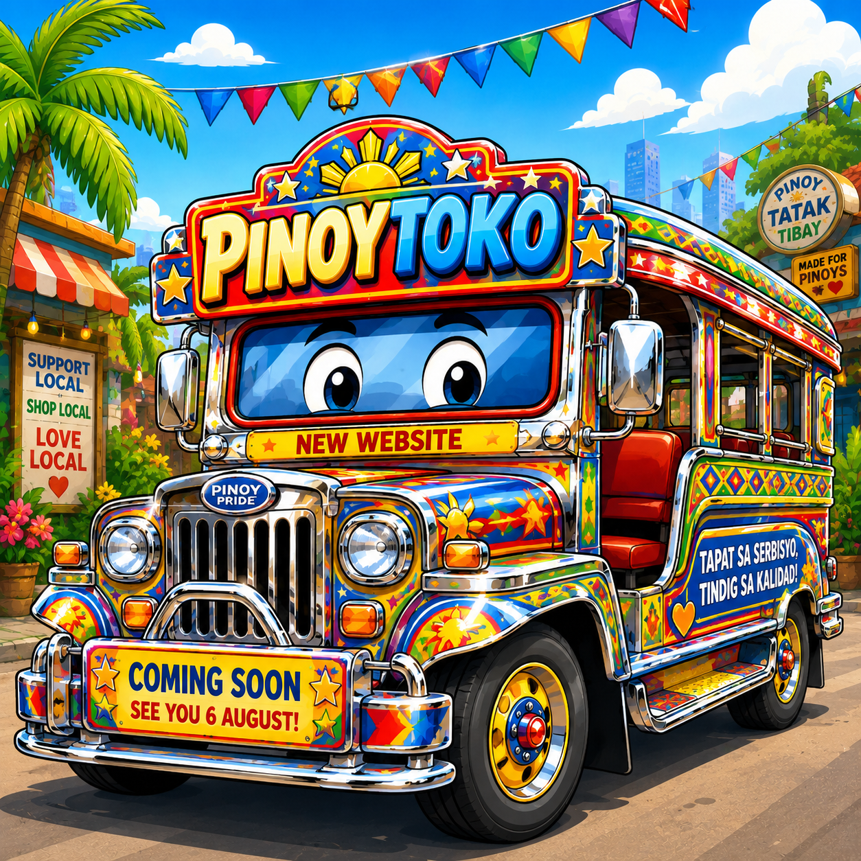 Colorful PinoyToko jeepney coming soon artwork